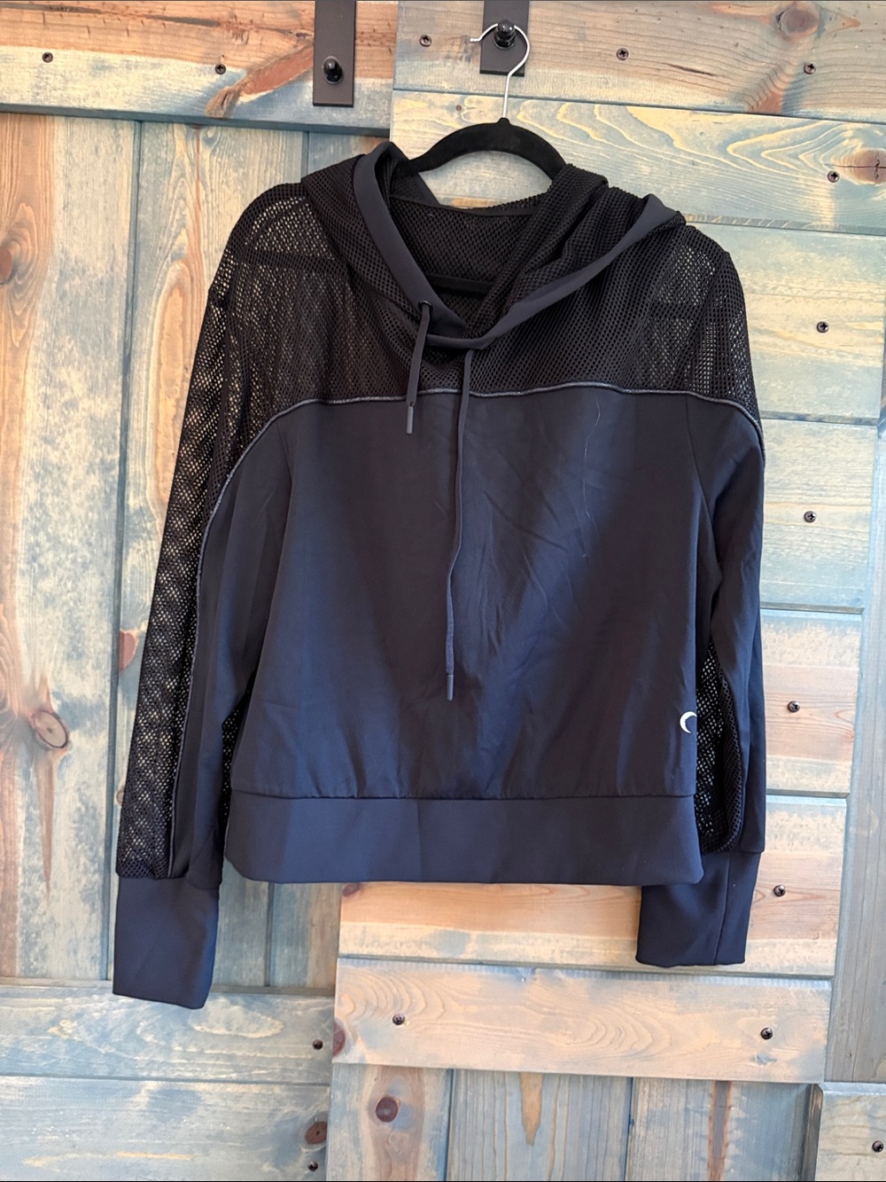 ZYIA Black Mesh Hooded Pullover